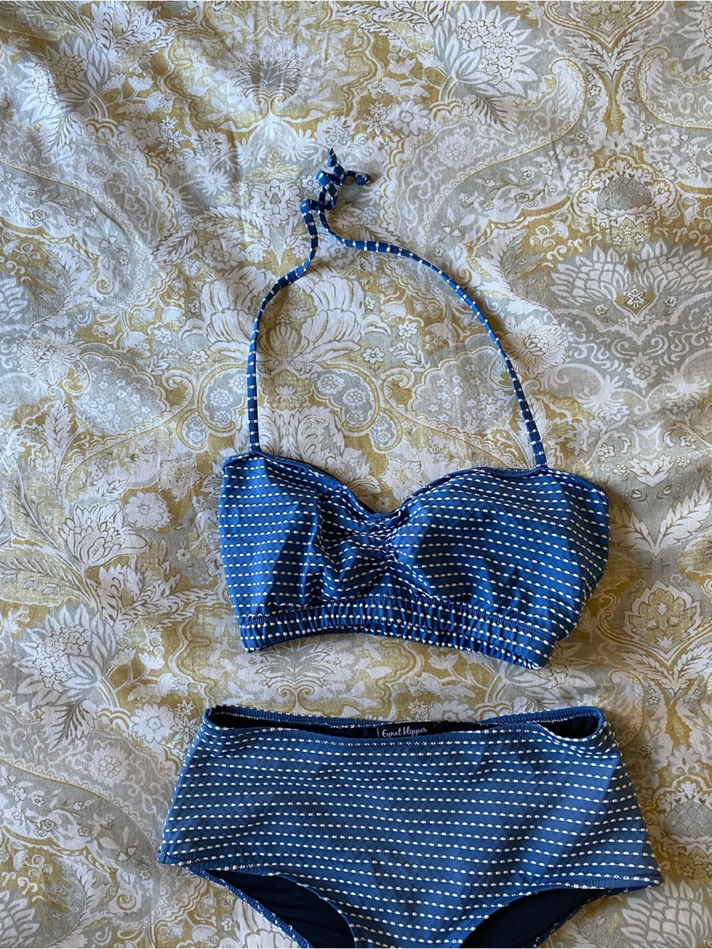 Blue with White Stitching Bikini Set